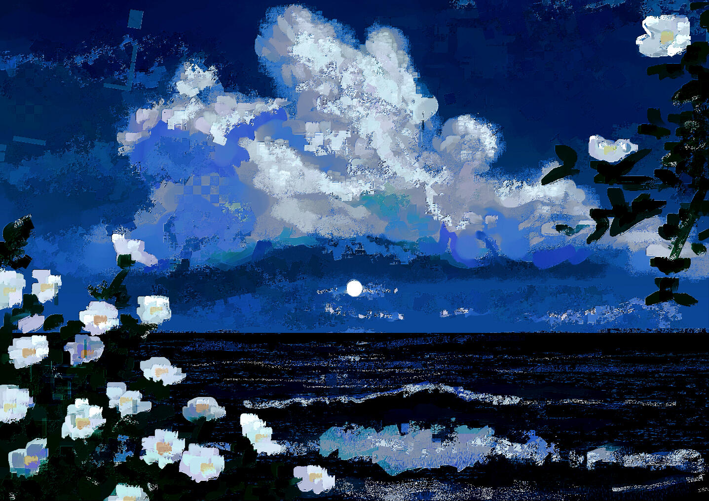 Flowers By The Dark Ocean